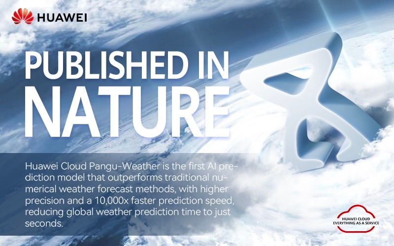 The prestigious scientific journal Nature publishes a paper on the Pangu Weather AI model authored by researchers from Huawei CLOUD.